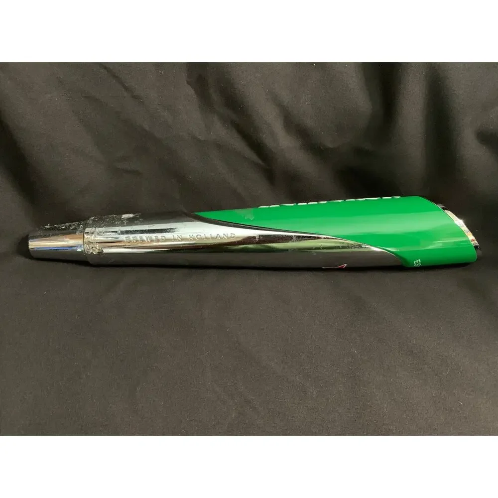 Heineken Beer Tap Handle Green Chrome Red Star Holland 10.5 in Distressed